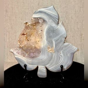 Large Agate Leaf w/ Amethyst Druzy